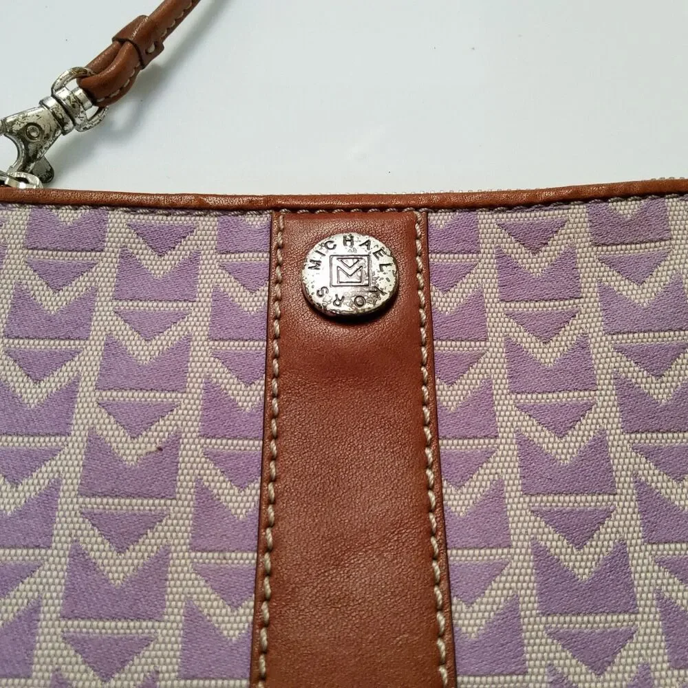 Michael Kors Signature Leather Trim Wristlet Pouch Clutch Wallet